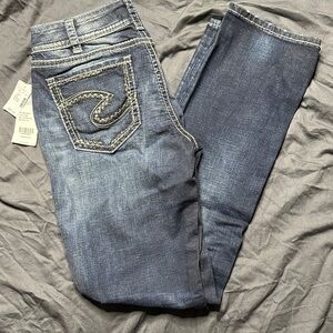 Silver Jeans Dark Blue Suki Straight Leg Denim
